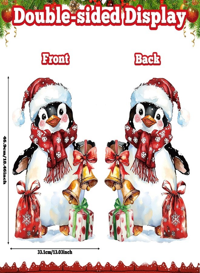 ojustbeok Christmas Window Clings Decorations 2 Sheets Extra Large Penguin Window Clings Retro Penguin Snowflake Stickers Double-Sided Reusable Winter Decals for Xmas Holiday Home School Office Classroom Decor - Image 5
